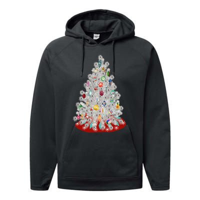 Vintage Aluminum Christmas Tree Performance Fleece Hoodie