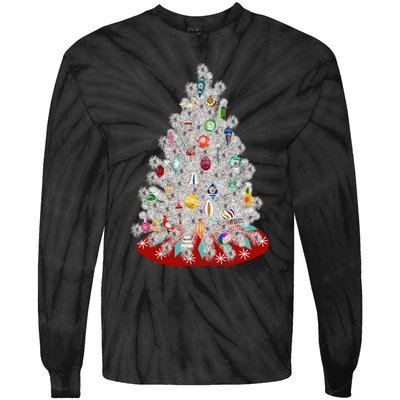 Vintage Aluminum Christmas Tree Tie-Dye Long Sleeve Shirt