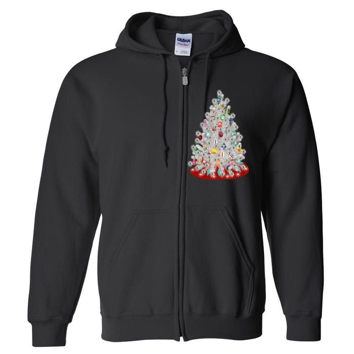 Vintage Aluminum Christmas Tree Full Zip Hoodie