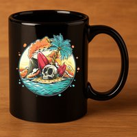 Vacation Tropical Island Skull 11oz C Handle Ceramic Mug