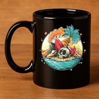 Vacation Tropical Island Skull 11oz C Handle Ceramic Mug