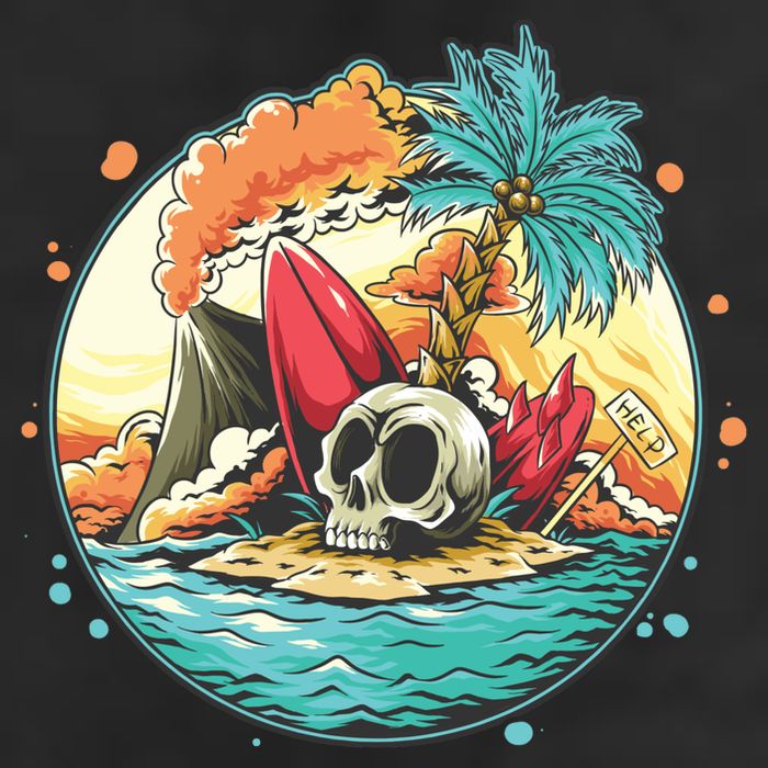 Vacation Tropical Island Skull 11oz C Handle Ceramic Mug