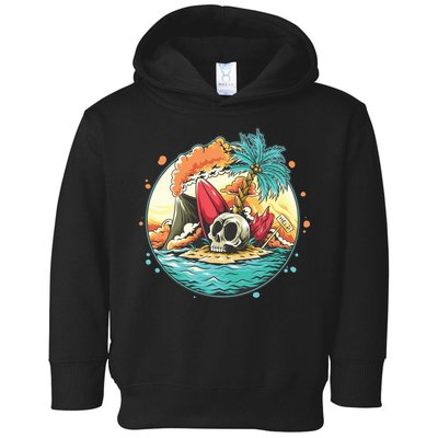 Vacation Tropical Island Skull Toddler Hoodie