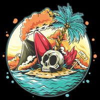 Vacation Tropical Island Skull Zip Tote Bag