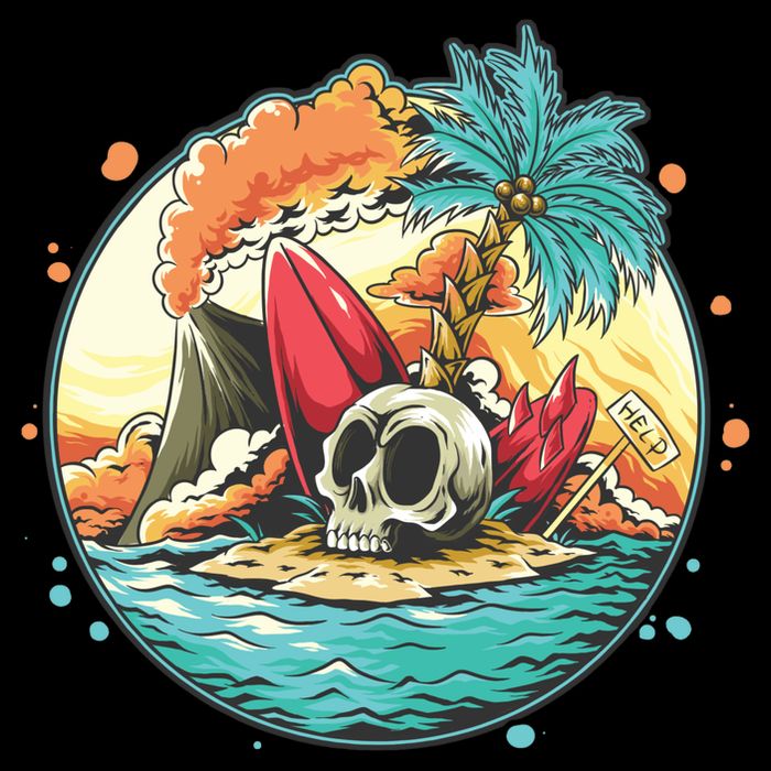 Vacation Tropical Island Skull Zip Tote Bag
