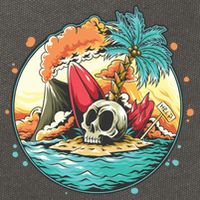 Vacation Tropical Island Skull Cotton Canvas Backpack