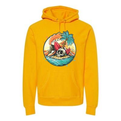 Vacation Tropical Island Skull Premium Hoodie