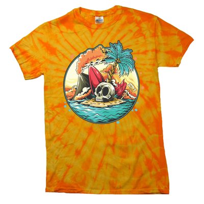 Vacation Tropical Island Skull Tie-Dye T-Shirt