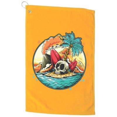 Vacation Tropical Island Skull Golf Towel