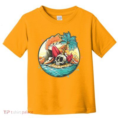 Vacation Tropical Island Skull Toddler T-Shirt