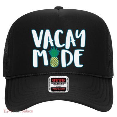 Vacay Mode Pineapple High Crown Mesh Back Trucker Hat