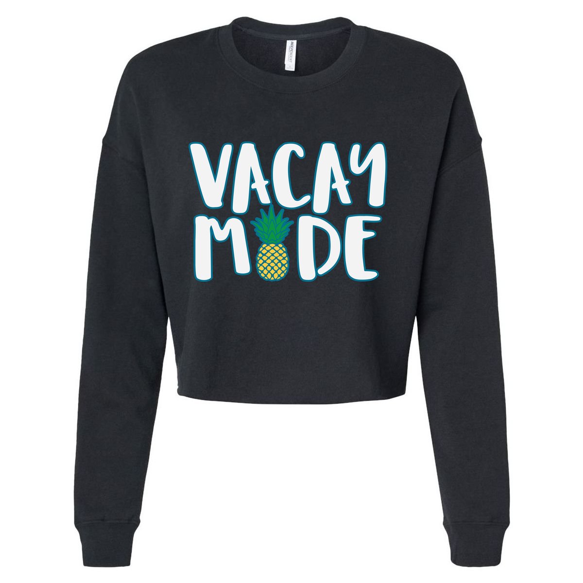 Vacay Mode Pineapple Cropped Pullover Crew