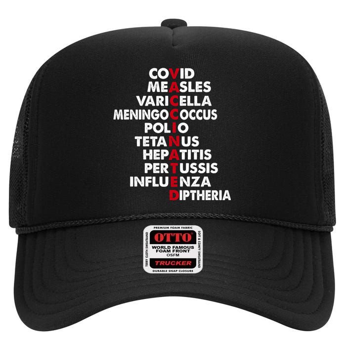 Vaccinated High Crown Mesh Back Trucker Hat