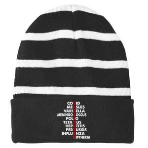 Vaccinated Striped Beanie with Solid Band