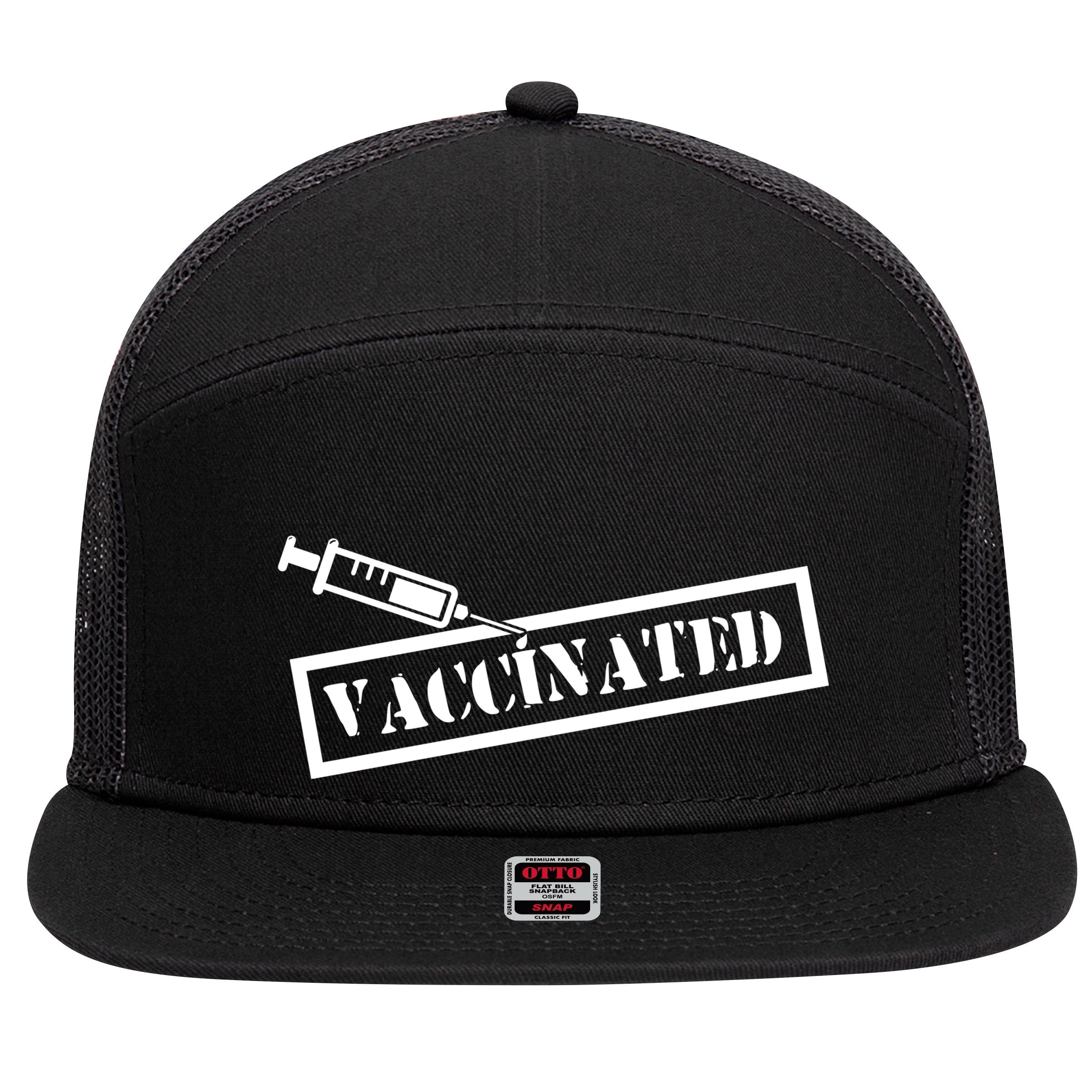 Vaccinated Label 7 Panel Mesh Trucker Snapback Hat