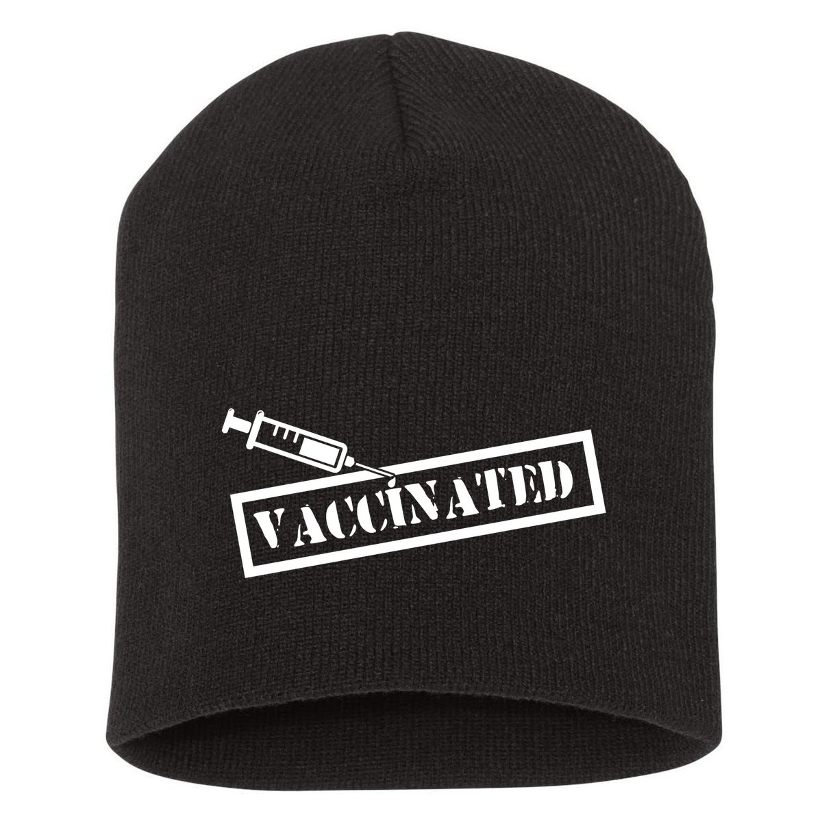Vaccinated Label Short Acrylic Beanie