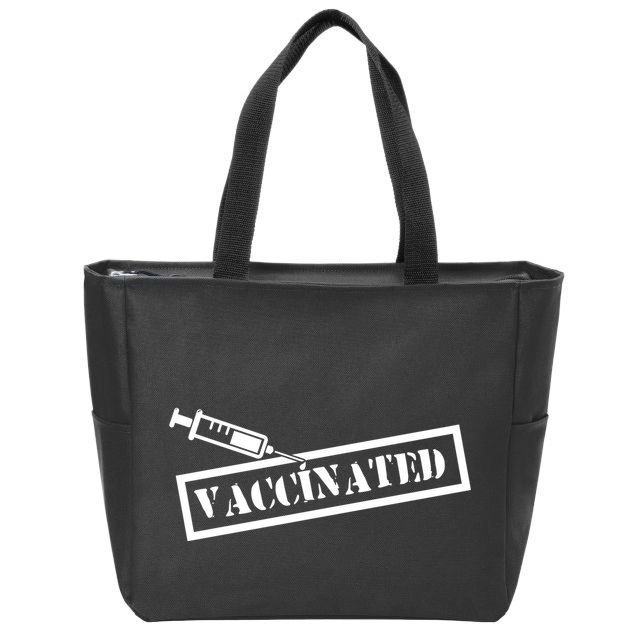 Vaccinated Label Zip Tote Bag