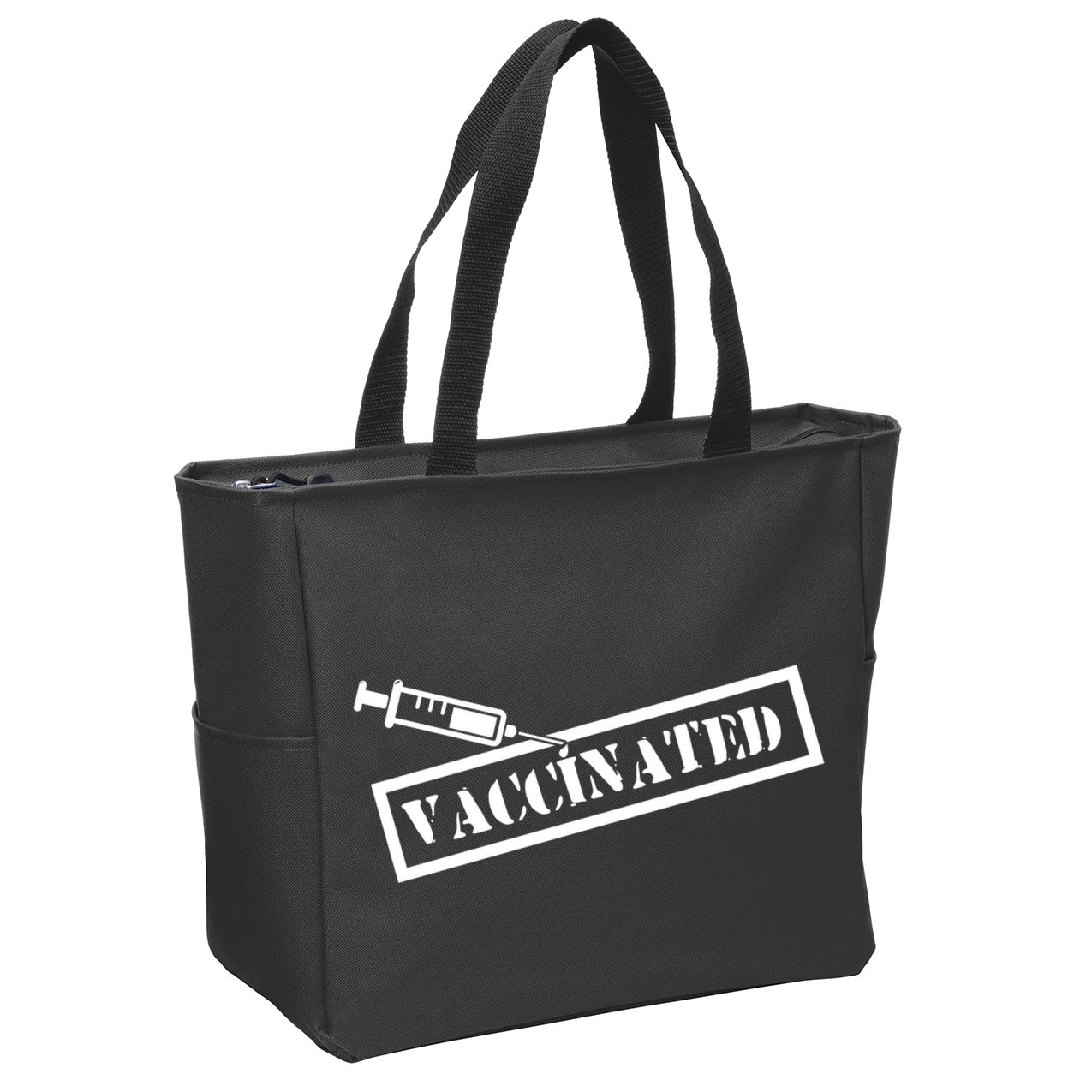 Vaccinated Label Zip Tote Bag
