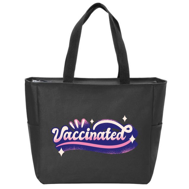 Vaccinated Sparkle Zip Tote Bag