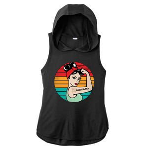 Vaccinated Strong Woman Retro Ladies PosiCharge Tri-Blend Wicking Draft Hoodie Tank