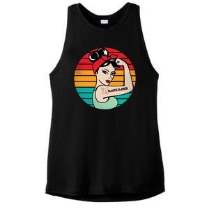 Vaccinated Strong Woman Retro Ladies PosiCharge Tri-Blend Wicking Tank