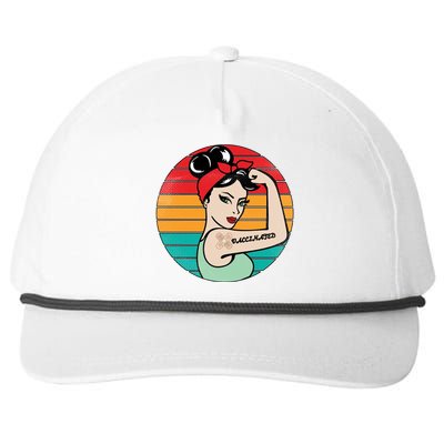 Vaccinated Strong Woman Retro Snapback Five-Panel Rope Hat