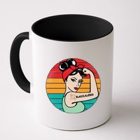 Vaccinated Strong Woman Retro Mug