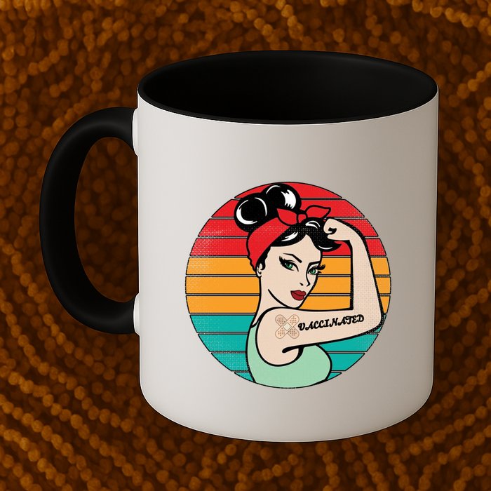 Vaccinated Strong Woman Retro Mug