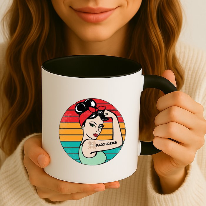 Vaccinated Strong Woman Retro Mug