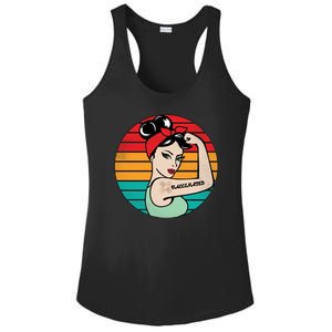 Vaccinated Strong Woman Retro Ladies PosiCharge Competitor Racerback Tank