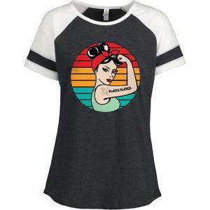 Vaccinated Strong Woman Retro Enza Ladies Jersey Colorblock Tee