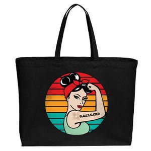 Vaccinated Strong Woman Retro Cotton Canvas Jumbo Tote