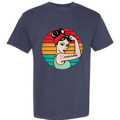 Vaccinated Strong Woman Retro Garment-Dyed Heavyweight T-Shirt