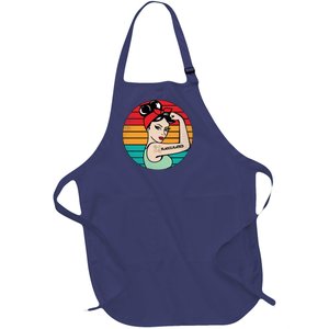 Vaccinated Strong Woman Retro Full-Length Apron With Pockets