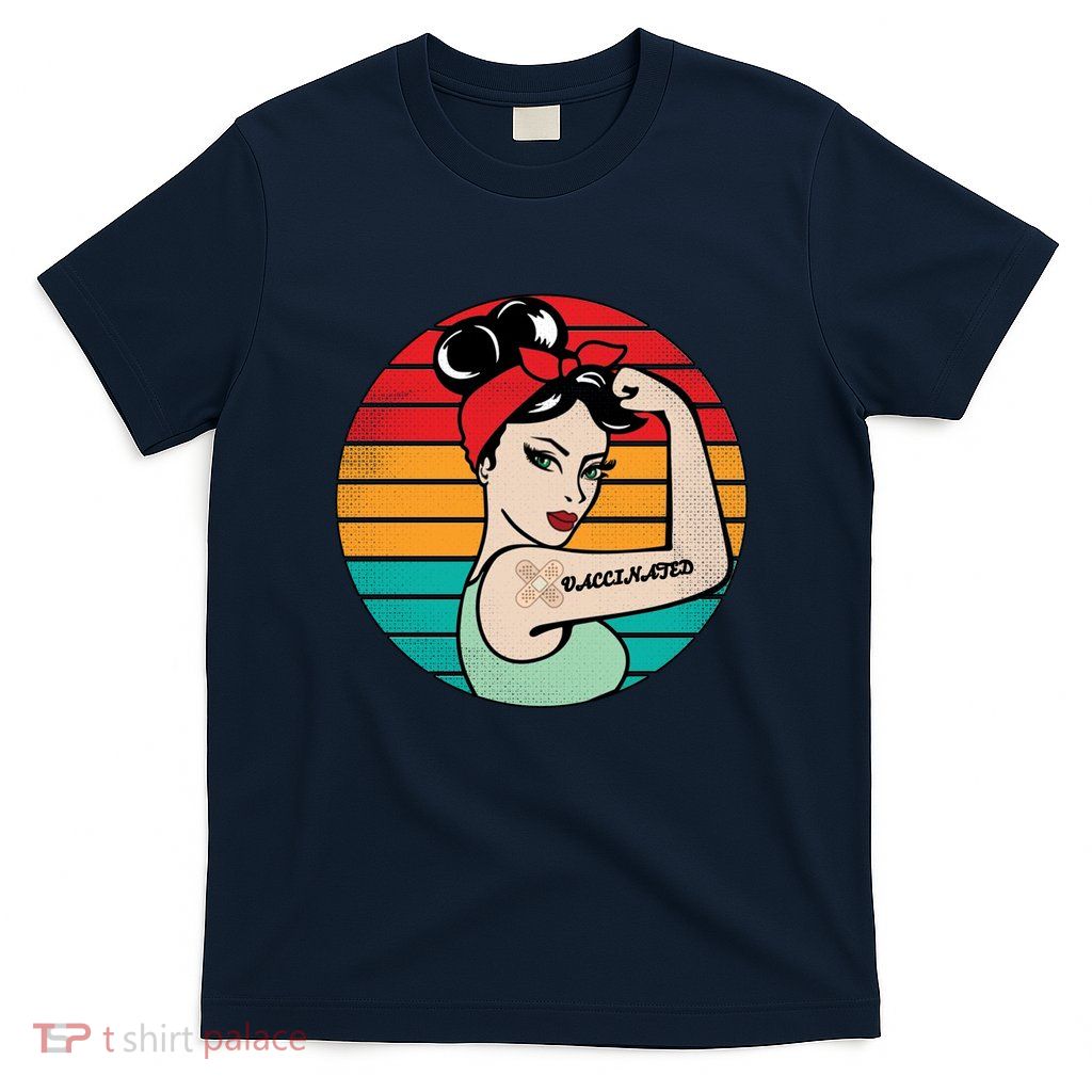 Vaccinated Strong Woman Retro T-Shirt