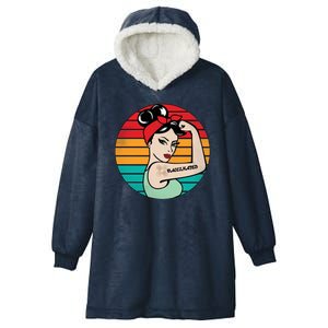 Vaccinated Strong Woman Retro Hooded Wearable Blanket