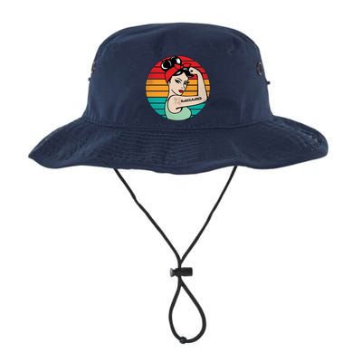 Vaccinated Strong Woman Retro Bucket Hat