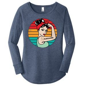 Vaccinated Strong Woman Retro Women's Perfect Tri Tunic Long Sleeve Shirt