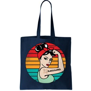 Vaccinated Strong Woman Retro Tote Bag