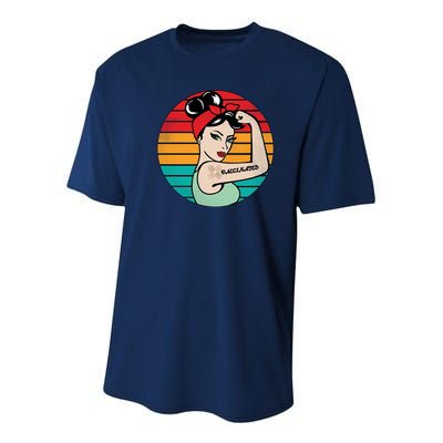 Vaccinated Strong Woman Retro Youth Performance Sprint T-Shirt