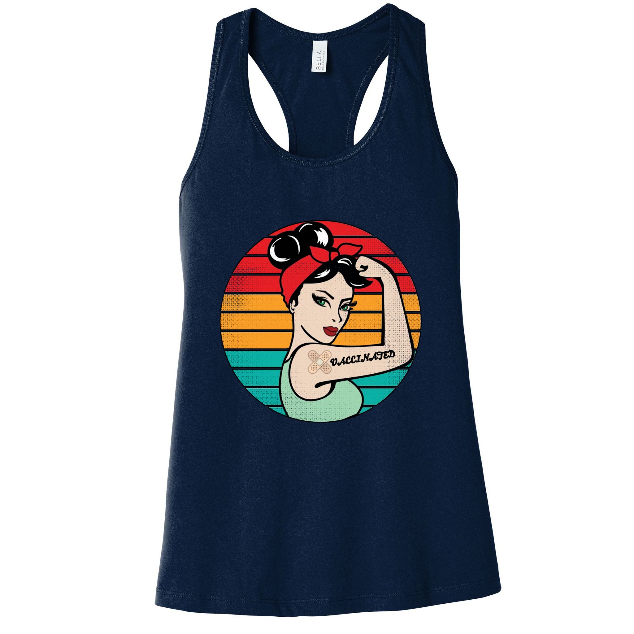 Vaccinated Strong Woman Retro Womens Tank Top