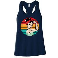 Vaccinated Strong Woman Retro Women's Racerback Tank