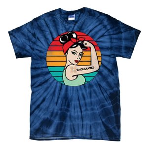 Vaccinated Strong Woman Retro Tie-Dye T-Shirt