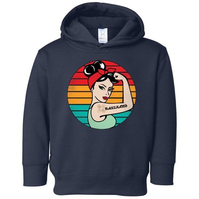 Vaccinated Strong Woman Retro Toddler Hoodie