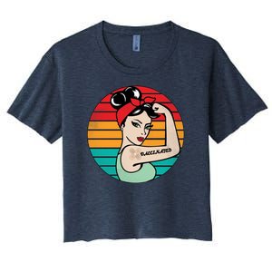 Vaccinated Strong Woman Retro Women's Crop Top Tee