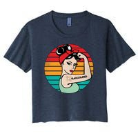 Vaccinated Strong Woman Retro Women's Crop Top Tee