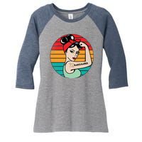 Vaccinated Strong Woman Retro Women's Tri-Blend 3/4-Sleeve Raglan Shirt