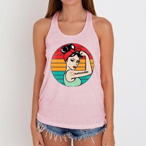 Vaccinated Strong Woman Retro Women's Knotted Racerback Tank