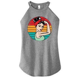 Vaccinated Strong Woman Retro Women's Perfect Tri Rocker Tank