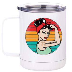 Vaccinated Strong Woman Retro 12 oz Stainless Steel Tumbler Cup